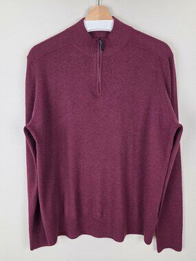 Smartwool Mens Sparwood Quarter Zip Sweater Size L Red Maroon Wool Blend Knit